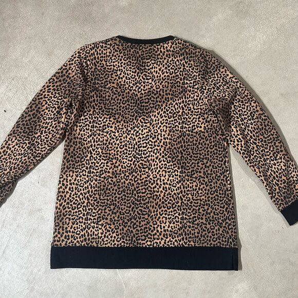 Lands End Leopard Serious Sweats Sweatshirt Womens Medium Animal Print Crew Neck - Picture 5 of 9